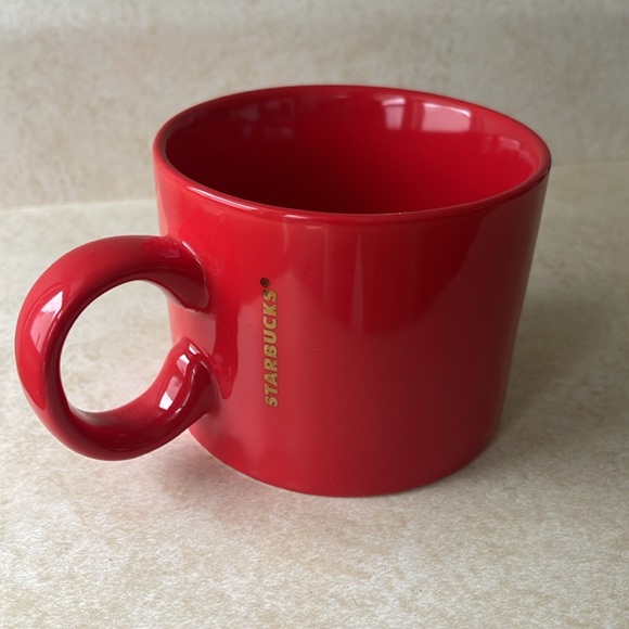 Starbucks 2017 Red Ceramic Coffee Mug With Gold Logo Lettering - Picture 4 of 7